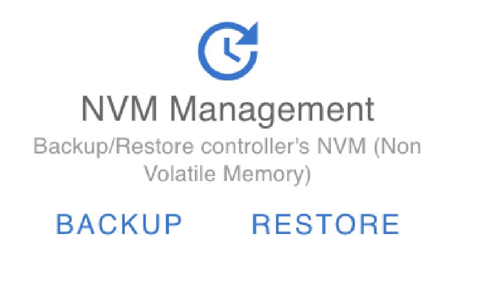 under nvm management click backup