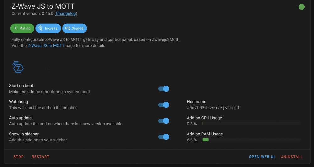 open the z-wave mqtt web ui page